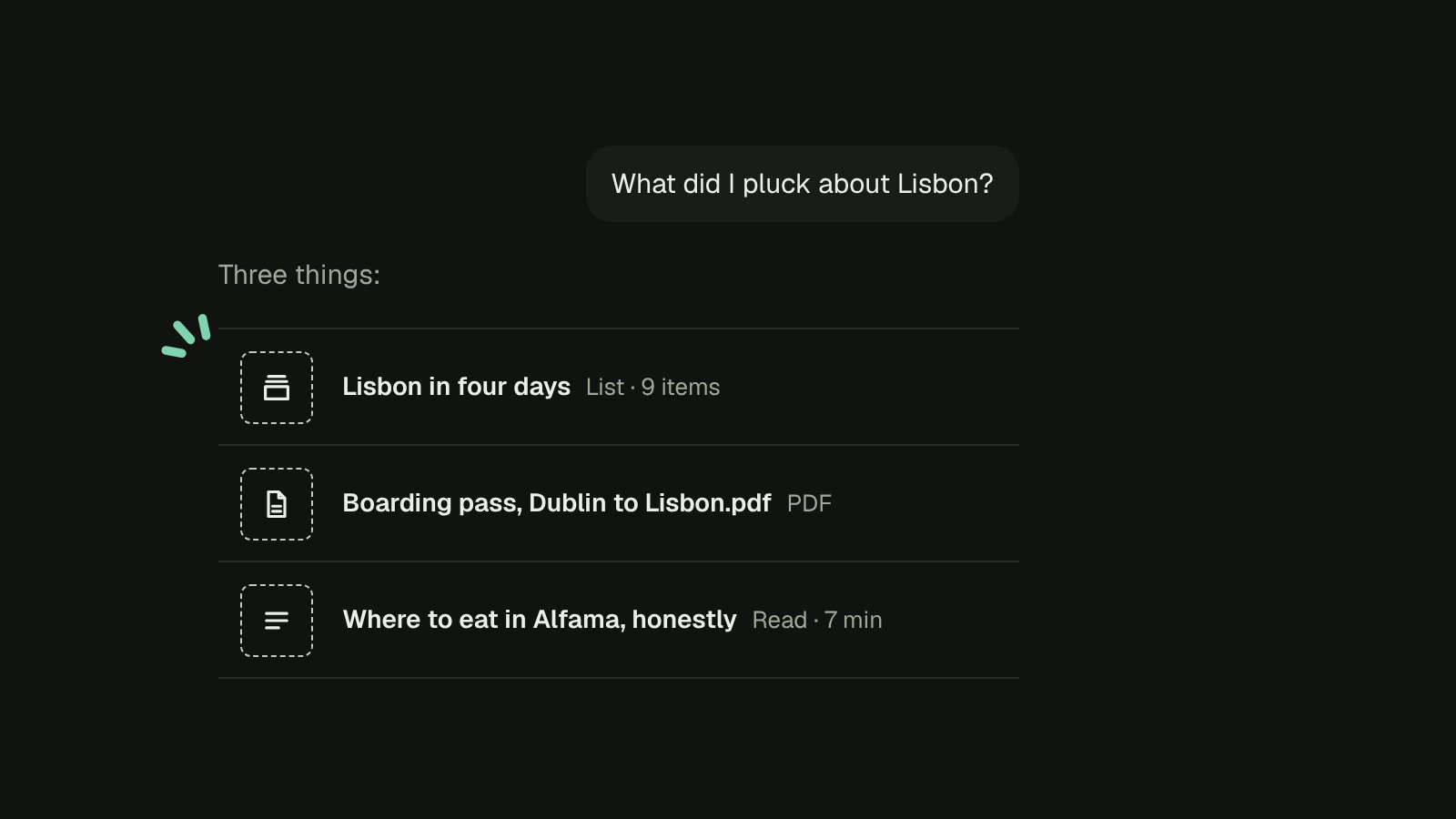 A question to an AI tool, answered from a Pluck library.
