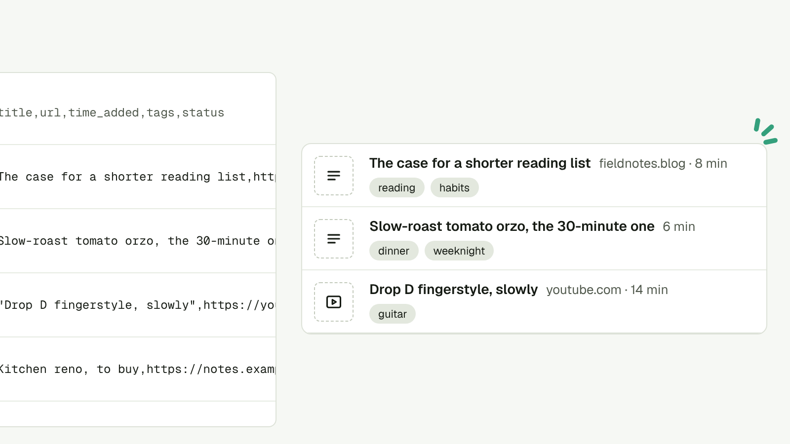 Rows from a Pocket CSV becoming items in Pluck.